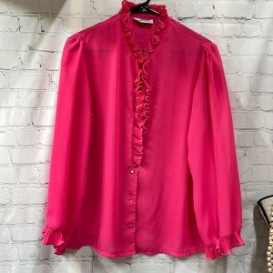 Sunny South Fashions Dallas Vintage ruffled collar sleeve blouse Barbiecore